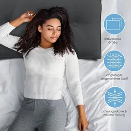 eloneo Rückenkissen 120 cm breit, Keilkissen für Bett und Sofa geeignet, dreieckiges Lesekissen, Kissen mit abnehmbarem und waschbarem Bezug, praktisches Seitenfach Handy 1 St