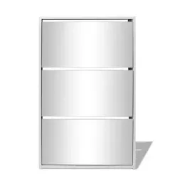 vidaXL Schuhschrank 63 x 102,5 x 17 cm mit 3 Fächern und Spiegel / weiß
