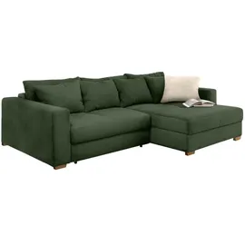 luma-home schönes für dein zuhause Ecksofa-Dauerschläfer Federkern Schlafcouch seitenverkehrt Bettkasten Cord Grün / 15156 - Grün