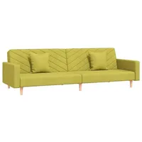 vidaXL Schlafsofa 2-Sitzer mit 2 Kissen Grün Stoff