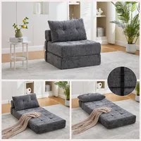 Klappbares Schlafsofa, Schlafsofa Mit Kissen, Faltbare Matratze Mit Rückenlehne, Tragbares Klappsofa, Bequemes Bodensofa Für Wohnzimmer Und Schlafzimmer(grauer Chenille-stoff)
