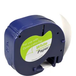 Label Band kompatibel zu Dymo 91220  schwarz auf weiß  12mm x 4m  Papier
