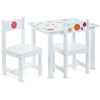 Zeller Present Kindersitzgruppe Kinder Sitzgarnitur Weiß mit Sticker, (Set, 3-tlg., 1 Kindertisch mit 2 Stühlen), Kindersitzgruppe weiß