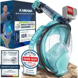 KAIMANA Tauchermaske NEUHEIT- Schnorchelmaske für Erwachsene inkl. Tragetasche, (Vollgesichtsmaske Tauchmaske), geprüfte CO2 Sicherheit - Tauchermaske Erwachsene grün L/XL (ab 1,60m)
