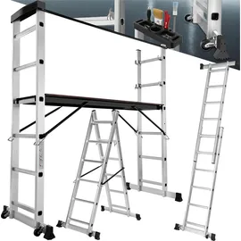 Tectake Aluminium Rollgerüst Mehrzweckleiter