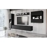 INOSIGN Wohnwand »PARIS«, (Komplett-Set, 4 St.), TV-Wand 300cm breite, grifflose Design, stehend und hängend montierbar, schwarz