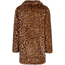 URBAN CLASSICS Damen Mantel Ladies Oversized Faux Fur Leo Coat, Kunstfell Mantel mit Leopardenmuster, Felljacke für Herbst & Winter, Größen XS - XL - XL