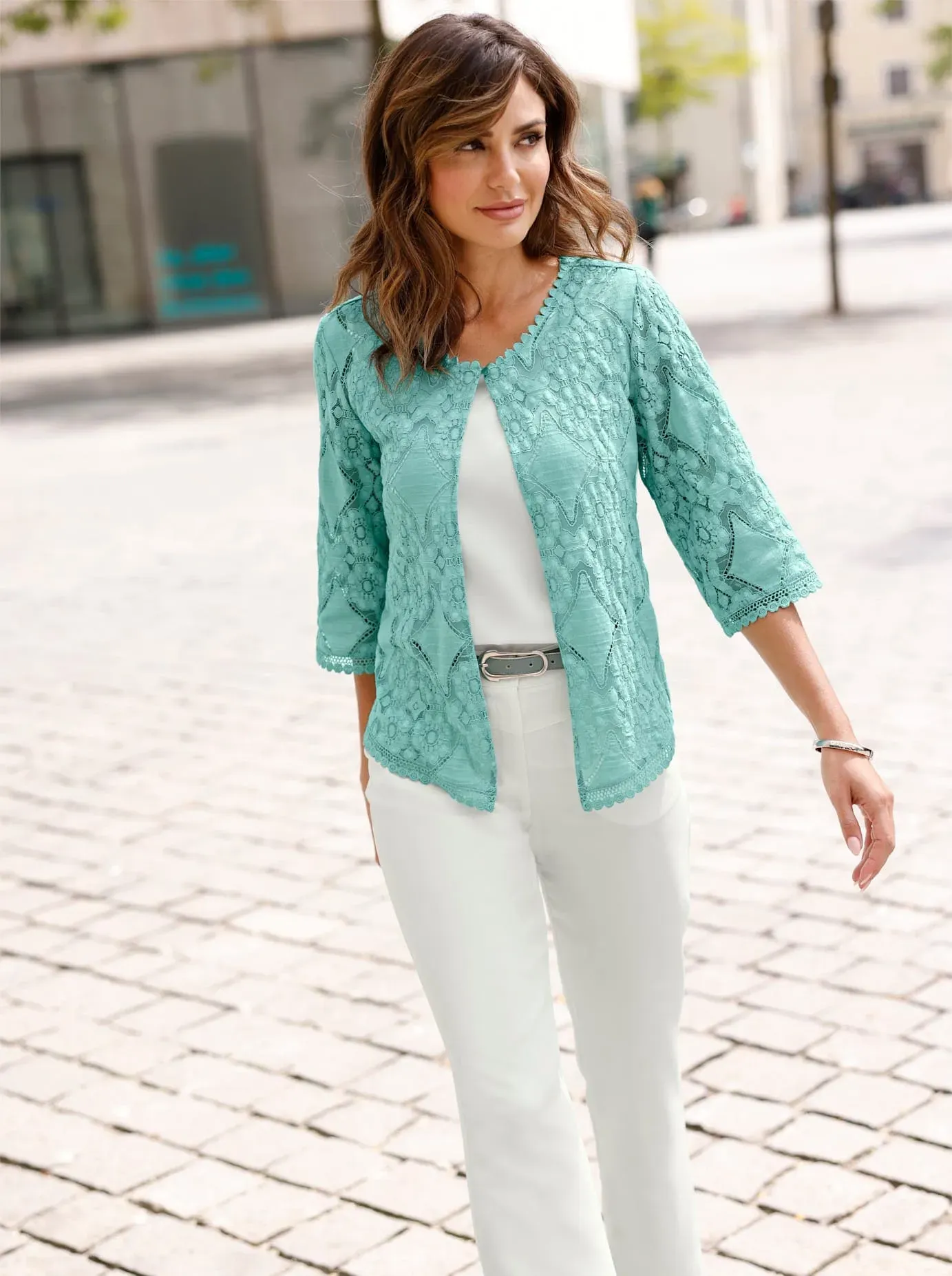 Bolerojacke LADY, Damen, Gr. 54, salbei, 70% Baumwolle, 30% Polyamid, Jacken