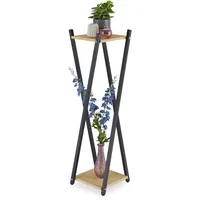 Relaxdays Blumenständer, 2 Etagen in Holzoptik, Metall, MDF, moderner
