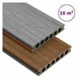 furnicato Terrassendielen WPC mit Zubehör Braun und Grau 16 m2 2,2 m, BxL: je 14x220 cm braun 14 cm x 220 cm