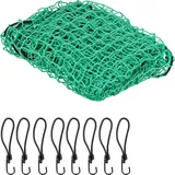 Relaxdays Anhängernetz, 2 x 3 m, mit 8 Haken, Eckmarkierungen, Gummiseil, Anhänger Ladungssicherung, Abdecknetz, grün