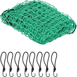 Relaxdays Anhängernetz, 2 x 3 m, mit 8 Haken, Eckmarkierungen, Gummiseil, Anhänger Ladungssicherung, Abdecknetz, grün