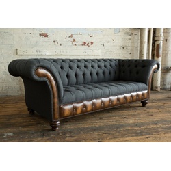 JVmoebel Chesterfield-Sofa, Chesterfield 3 Sitzer Design Sofa Couch 225 cm schwarz