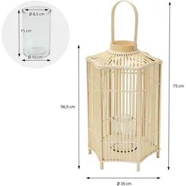 ECD Germany Laterne H75 cm Bambus Beige