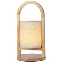 V-Tac Tischlampe Tischleuchte Nachttischleuchte mit Touchdimmer Holz beige, Akku,