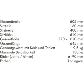 Vermeiren Rollator 286B grau faltbar