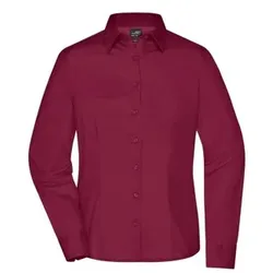Damen Langarm Business Bluse JN641, wein-rot, Größe XXL - rot - XXL