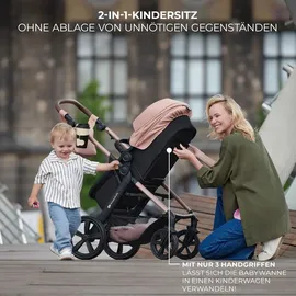 Kinderkraft MOOV2 AIR Kinderwagen 3 in 1 Kinderwagenset bis 26 kg mit Kindersitz I-SIZE 40-75 cm, Buggy Funktion, Liegeposition verstellbar, Große ausziehbare Verdeck, Aufblasbare Räder, Hellgrau