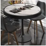 GGMMÖBEL BL | Bistrotisch | Ø:H 70 x 78 cm | Metallrahmen | Weiß Marmor / Schwarz | Rund