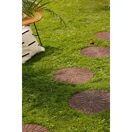 Lemodo Trittstein, Gartenplatte, Gehwegplatte in Baumstammoptik, Beetplatte, Baumscheibe aus Gummi,