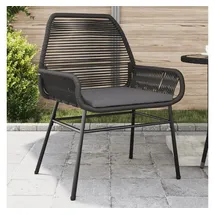 vidaXL Gartenstuhl 57 x 63 x 25 cm schwarz mit Kissen 2 St.