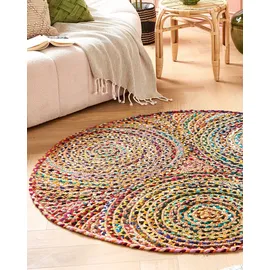 Beliani Yenice Juteteppich 140 x 140 cm Mehrfarbig