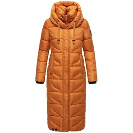 Navahoo Damen, Wintermantel Warmer Steppmantel extralang mit Kapuze Waffelchen Rusty Cinnamon Gr. M - M