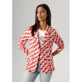 Aniston SELECTED Kurzblazer in rosa-offwhite-dunkelrot-hellorange | Gr.: 40