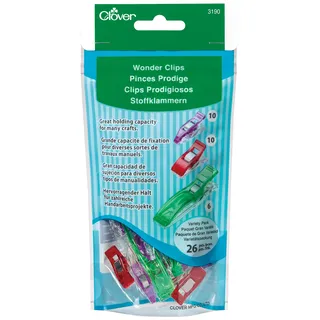 Clover CL3190 Wonder Clips Assorted Pack, Stück, Kunststoff Metall Stoff, Sortiert, 26 Pieces