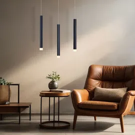 just light. LED Pendelleuchte Hängelampe Deckenleuchte Wohnzimmerlampe Esszimmerleuchte, Metall Alu schwarz, 18 W 1000lm warmweiß 3000k, H 120 cm