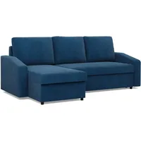 Ecksofa mit Schlaffunktion, Bonell, Cord - Dunkelblau - Königsblau