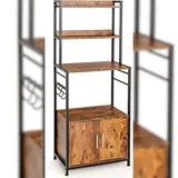 Costway Küchenregal mit Aufbewahrungsschrank, Bäckerregal mit Haken, Stehendes Regal mit Regalböden