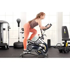 Gymrex Heimtrainer - Schwungmasse 13 kg - belastbar bis 100 kg - LCD - mit Stoßdämpfung - Schwarz