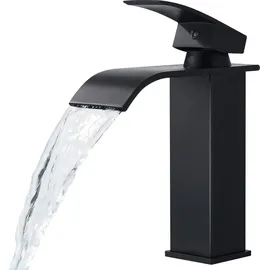 eumaty Wasserhahn Bad, Wasserfall mit Auslauf Höhe 110MM, Waschbecken Armatur Chrom Einhebelmischer, Warm und Kalt was...