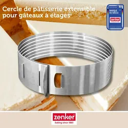 Zenker Patisserie Tortenboden-Schneidhilfe, Tortenring, Tortenschneider, Edelstahl, passend für Ø 26 / 28 cm, 7701