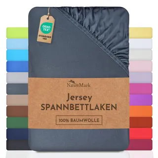 NatureMark Spannbettlaken Jersey-Baumwolle 180 x 200 - 200 x 200 cm grau