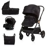 Chipolino Kombi-Kinderwagen Kombikinderwagen 3 in 1 Infinity, i-Size Babyschale Babywanne Sportsitz schwarz