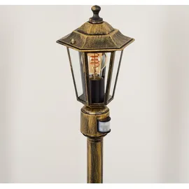 hofstein Wegeleuchte Metall/Glas 1xE27 IP44 mit Bewegungsmelder braun/gold