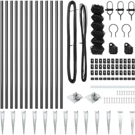 vidaXL Maschendrahtzaun mit 13 Spike-Pfosten 0.4x25 m Stahl