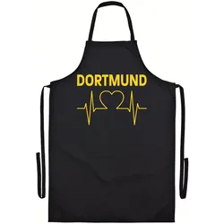 multifanshop Grillschürze - Dortmund - Herzschlag - Druck gelb - Schürze