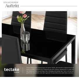 Tectake tectake® Esszimmergruppe, 7-teilig, gepolstert mit Kunstlederbezug, bodenschonende Kunststoffkappen