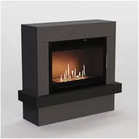 GLOW FIRE Echtfeuer-Dekokamin Larvik XL Vision Ethanol Kamin, Bioethanol Kamin mit 3h Brenndauer, Heizleistung bis 2KW grau