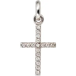 Kreuz-Anhänger JOBO "Anhänger Kreuz", weiß (weißgold 585), Schmuckanhänger, Damen, SI = kleine Einschlüsse, Weißgold 585-Diamanten, Weißgold 585, Diamanten, 585 Weißgold mit 17 Diamanten
