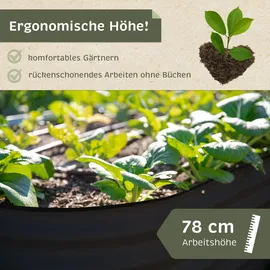 Lemodo Hochbeet Metall oval 240 x 80 x 78 cm Anthrazit