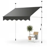 Mucola Klemmmarkise 350 cm mit LED & Solarmodul Grau – Balkonmarkise ohne Bohren, höhenverstellbar 200–300 cm, UV-beständig, 120 cm Ausfall, Aluminium, Handkurbel