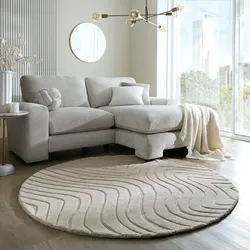 Wollteppich FLAIR RUGS "Mesmerise", beige (natur), H:14mm Ø:160cm, Wolle, Teppiche, Wollteppich mit Hoch-Tief Effekt