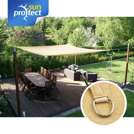 sunprotect 83487 Professional Sonnensegel, 3,5 x 2,5 m, Rechteck, wind- & wasserdurchlässig, beige