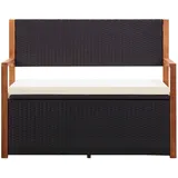 vidaXL Bank mit Stauraum 115 cm Poly Rattan Massivholz Akazie Schwarz