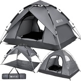 DEWUR Camping Zelt Pop Up Zelt 4 Personen Wasserdicht Kuppelzelt Familie Zelt Strandzelt Pavillonzelt Schattenzelt Sonnen UV-Schutz für Trekking, Camping, Outdoor, Festival