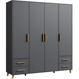 Rauch Drehtürenschrank »Shinjo« - 187x53x203cm - grau - Holz
